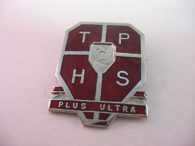 Vintage TPHS Taft High School Award Pin Plus Ultra Red Enamel Shield Badge