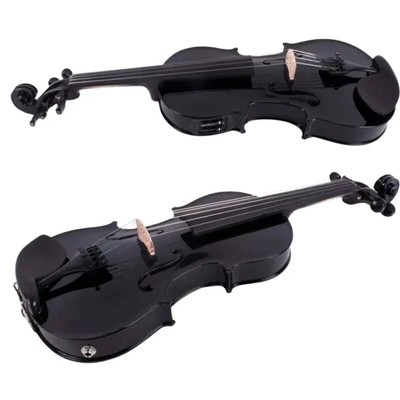 Black 16 inch Electric Viola, Carved Maple wood back Free case bow Cable