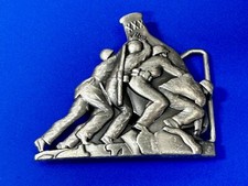 World War Ii Soldier Pushing Bottle Cutout Silver Tone Belt Buckle 2005 Smc Llc