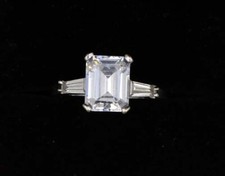 14K CZ EMERALD ENGAGEMENT RING 3.34 CTS- G/SI - SIZE 6