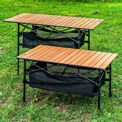 Foldable Camping Table Height-Adjustable Roll-up Picnic Table with Storage  Bag UK