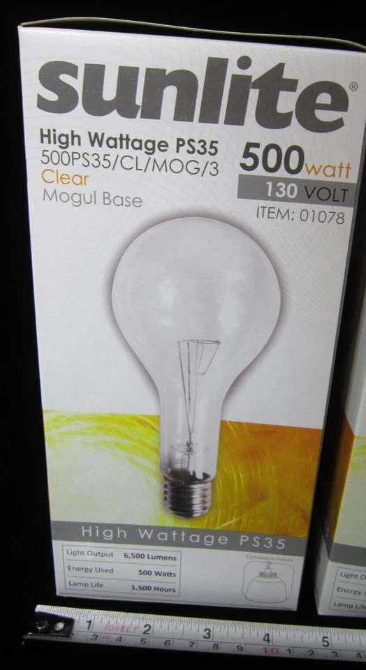 SUNLITE 500PS35/CL/MOG/3 500W 130V CLEAR Mogul Base LIGHT BULB 6500 Lumens - Image 4 of 4