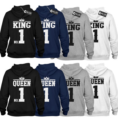 The King His Queen No. 1 Pullover Hoodie Gift For Couples SET Love Partner