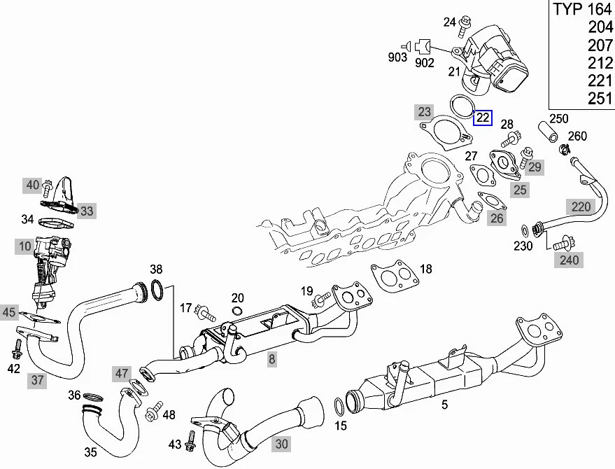 Mercedes OM642 Engine EGR Valve Seal O-Ring Gasket A0259973448 New 