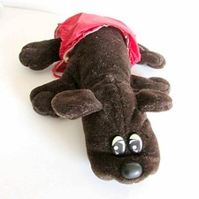 Vintage 1980s Pound Puppy Plush Dark Brown Chocolate Plastic Pants 8.5" FREE SH