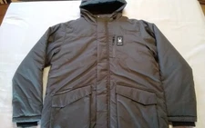 SPYDER  HydroWeb ThermaWeb Polar Coat  Men Large  Hood  Fleece-Lined  Grey  NWT*