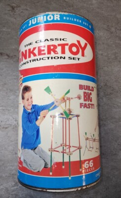 Classic Tinkertoy Junior Construction Set Not Complete 60 Pieces - Used