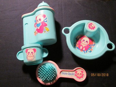 1980's baby care Pinkie Panda Baby food toy serving set.