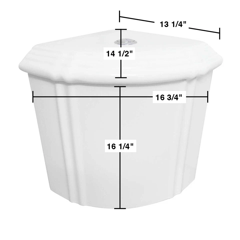 Tanque de vaso sanitário branco canto descarga dupla Sheffield cerâmica branca Renovators Supply - Imagem 2 de 4