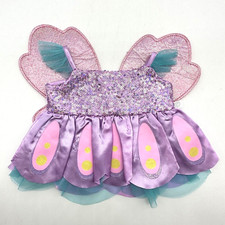 Build A Bear Fairy Purple Butterfly Satin Glitter Sequin Dress Teddy Clothes