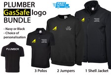 PLUMBER PACK- Polo shirts-Jumpers-Shell Jacket Printed TEXT Custom Workwear