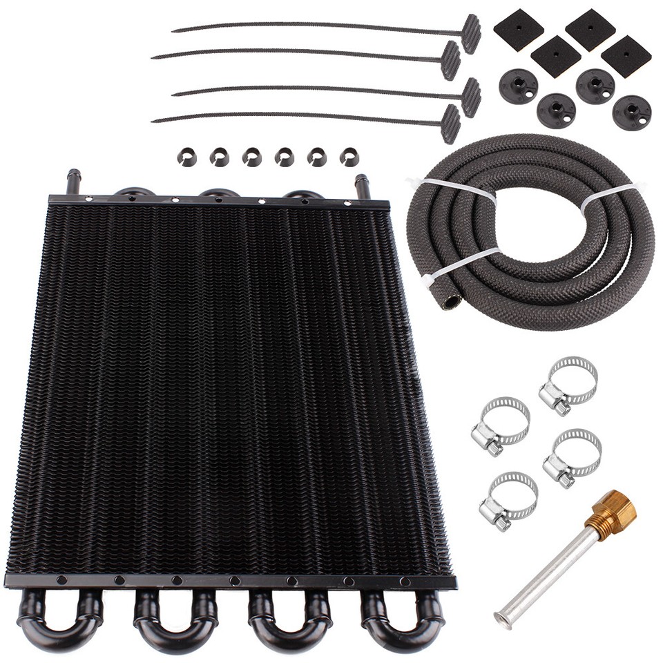 Universal 8-Row Remote Transmission Oil Cooler Kit - Aluminum Radiator For Automatic Or Manual Transmissions 10 thumbnail image