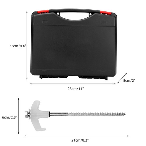 Screw in Camping Tent Pegs Glow in The Dark Head +Hex Drill Bit + Adaptor +Box - Picture 10 of 12