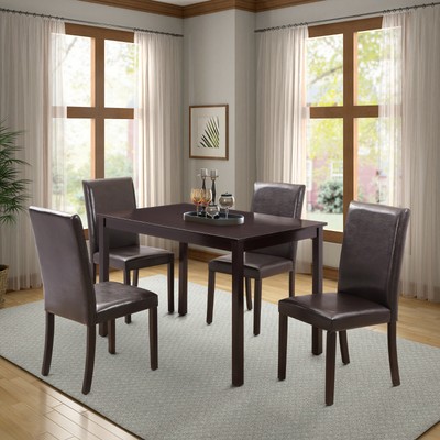 5 Pieces Dining Table Set For 4 Person Home Kitchen And Leather Chairs Ebay 5 Pieces Dining Table Set For 4 Person Home Kitchen And Leather Chairs Ebay