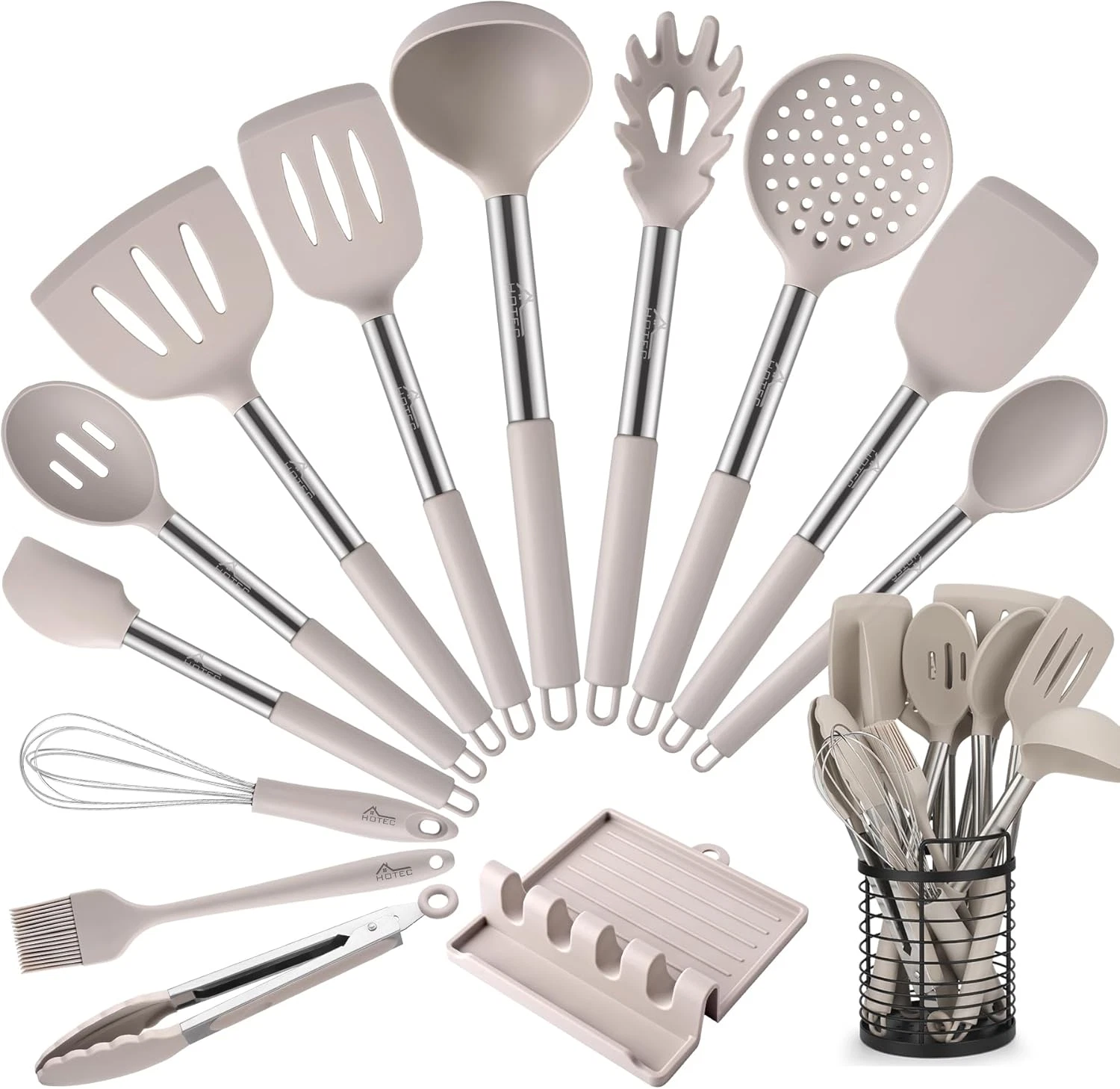 446°F Heat Resistant Silicone Kitchen Utensils, Cooking Utensil Set, Spatula Set