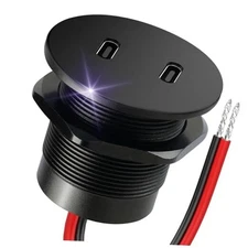 50W 12V USB Outlet Dual 25W USB-C Charger PD 3.0 Aluminum Fast Charging 1Pcs