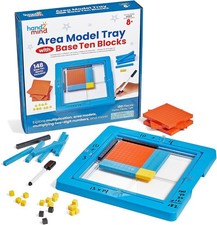 hand2mind Area Model Tray with Base 10 Blocks Multiplication Manipulatives Cubes