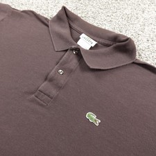 Lacoste Polo Shirt Mens 8 3XL Brown Croc Logo Golf Preppy Cotton Short Sleeve