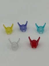 New RARE Lego Trans Clear Set of 5 Assorted colored helmet w/wings