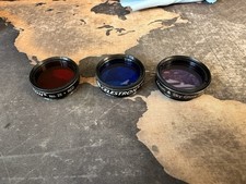 1-inch Telescope Filter Set. Blue 80a Red 25 and Moon and Sky Glow Filter