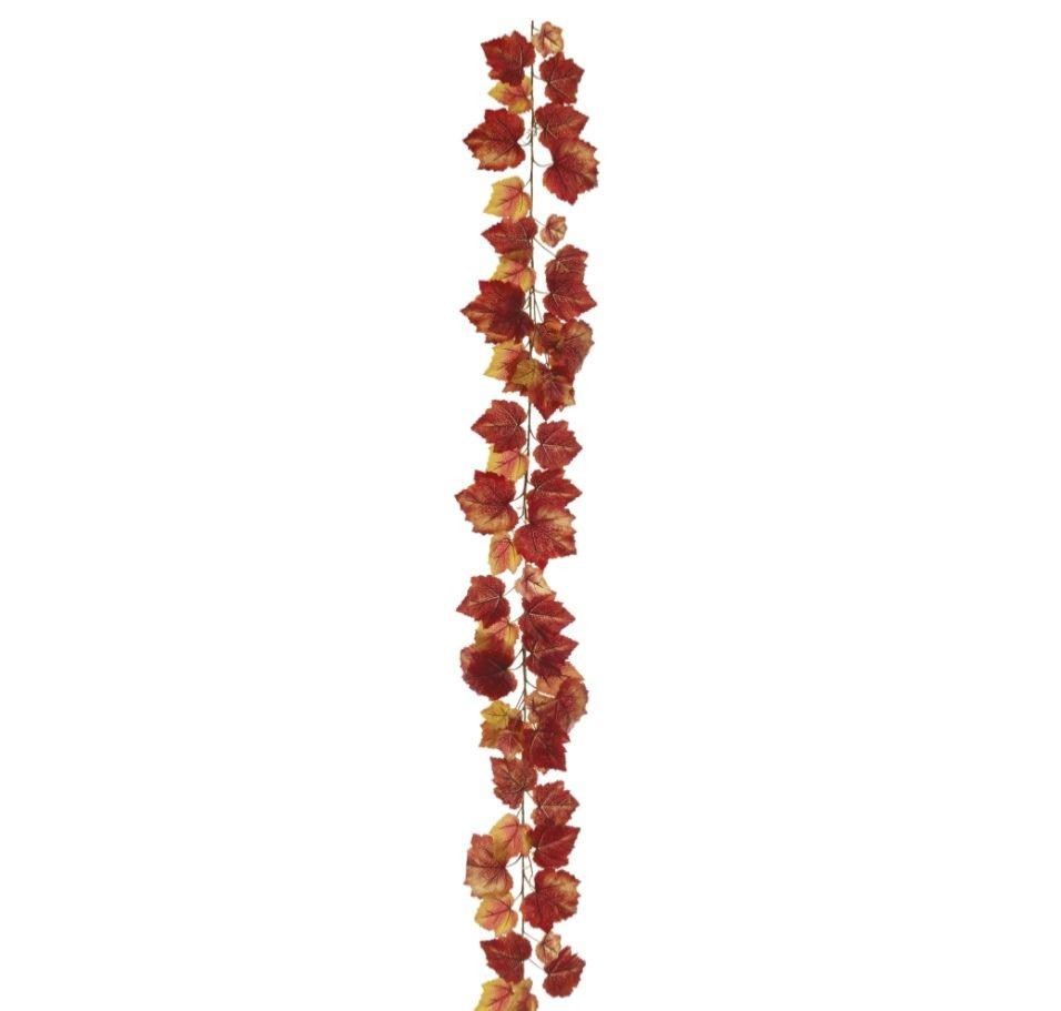 Guirlande de feuilles de vigne artificielle H 190 cm couleur automne pour decoration interieure
