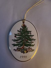 Spode Christmas Tree Oval Porcelain Christmas Ornament 1999