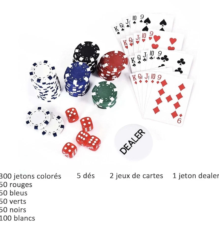 Coffret poker mallette aluminium avec jetons, 2 jeux de cartes et dés - Photo 2/4