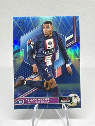 Kylian Mbappe 2022-23 Topps Finest Blue Vaporware Refractor /250 PSG