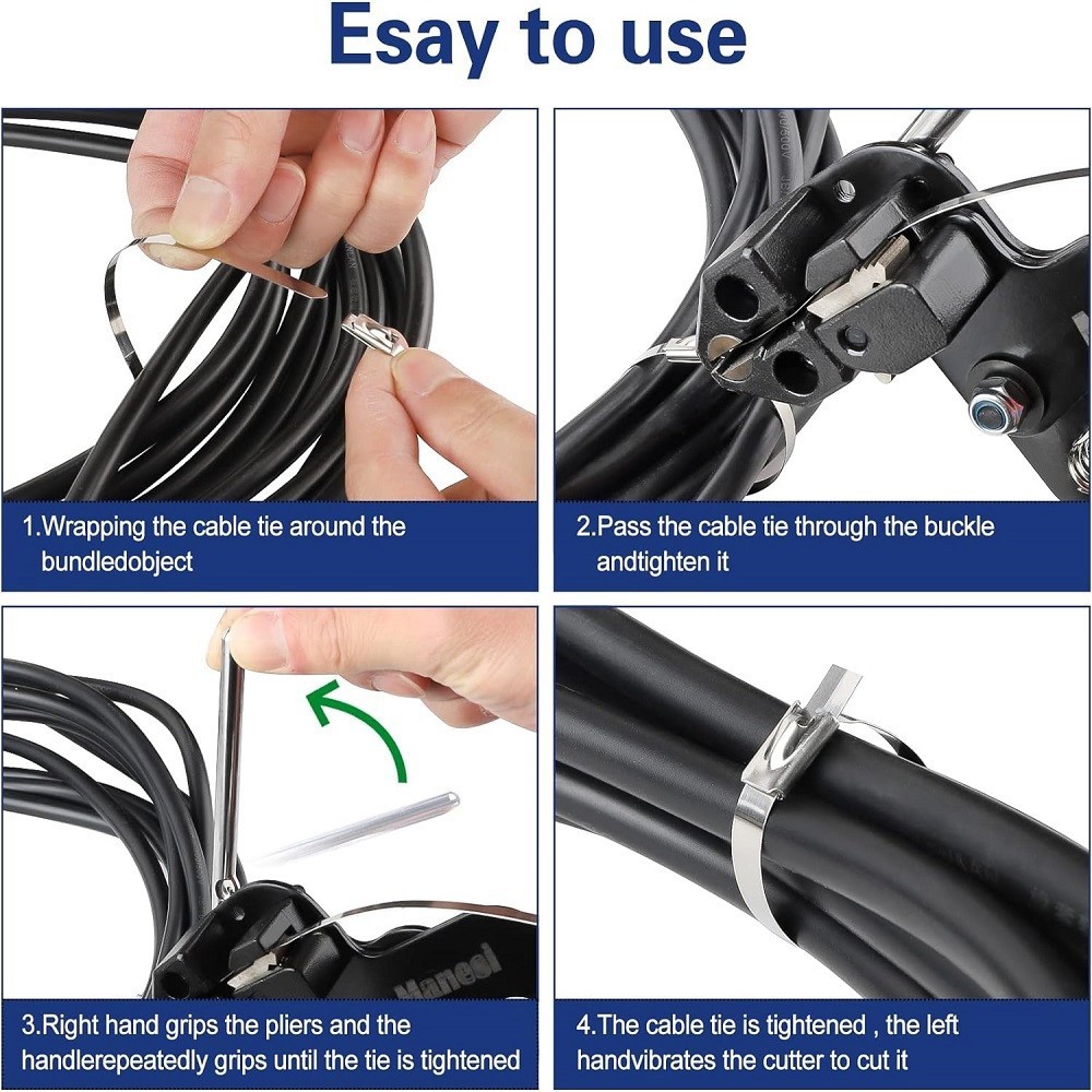 1PC Metal Cable Tie Tool Gun Stainless Steel Cable Tie Plier Self-Locking Cutter