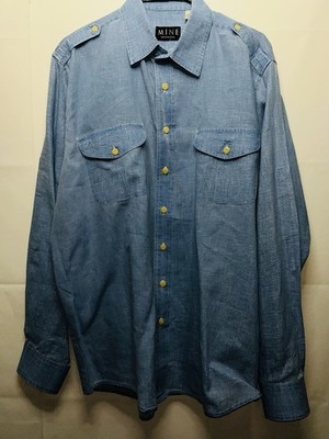Mine London Milan New York Men's 100% Linen Button Down Dress Shirt XL