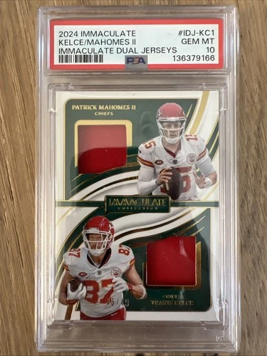 2024 Immaculate Patrick Mahomes / Travis Kelce Dual Patch /49 PSA 10 POP 1