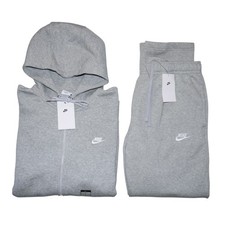 Nike Club Fleece 2 PC Sweatsuit Men's Tracksuit Heather Grey Matching Outfit NWT