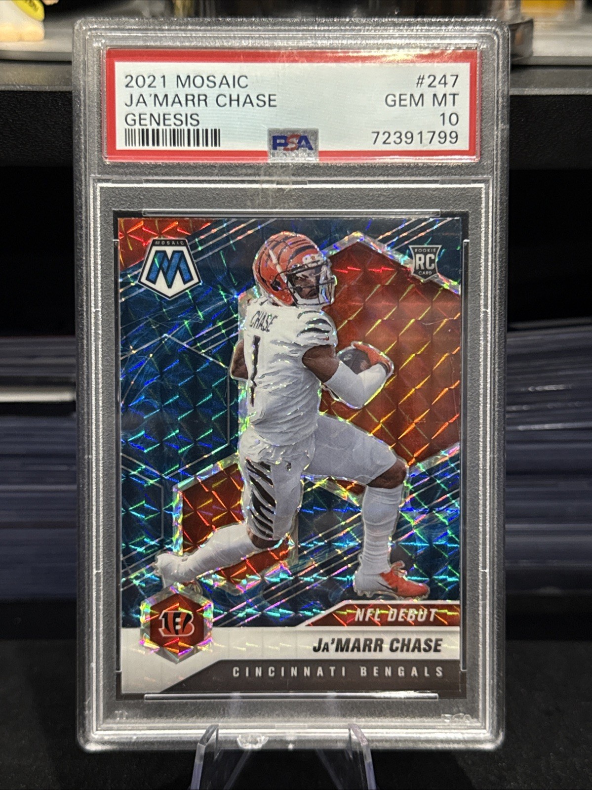 2021 Panini Mosaic - NFL Debut Ja'Marr Chase #247 Genesis Mosaic Prizm PSA 10