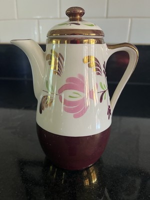 Grays Keramik Kupfer Glanzware kleine Kaffeekanne mit Deckel und Blumenmuster