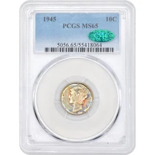 1945 10C Mercury Dime PCGS MS65 CAC - Lovely Dual Sided Toning