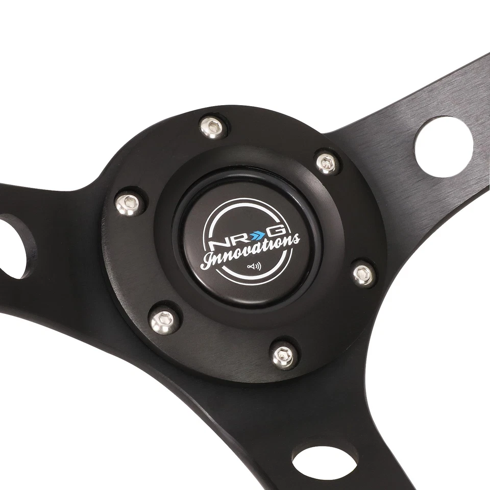 NRG White Leather 6Bolt 350mm Aluminum 3"Deep Dish Steering Wheel RST-006BK-WT-B - Imagem 2 de 4