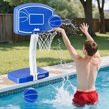Large Pool Basketball Hoop Poolside, Swimming Pool Basketball Game for Ingrou...