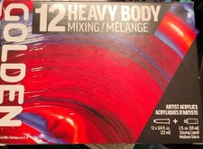 Golden Heavy Body Artist Acrylic Set, Mixing Set of 12 with Gloss Glazing Liquid