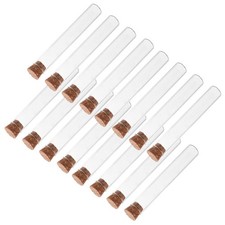 40 Pcs Empty Test Tubes with Cork Glass Vial Container Flat Mini Bottles