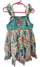 Eleanor Rose Tropical Dress Parrots Bird Blue Pink Meredith Dress Size: 5-6