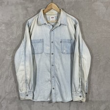 Vintage Levis Shirt Mens XL Blue Denim Jean Metal Button Up Faded Utility Work