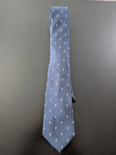 Barry Wang Italy Tie All Over Penguin Design Blue 62" Necktie 
