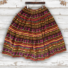 Vintage Y2K Handmade Western Corduroy Print Tiered Prairie Midi Skirt Size OS