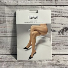Wolford Luxe 9 Black Nude Soft Knit Waistband Tights - Size S