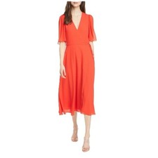 Alice + Olivia Suri Wrap Suri Flutter Sleeve Dress Red - Retail $295
