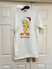 Vintage 90s Looney Tunes Womens Tweety Bird Wittle Angel Sleep T-Shirt USA sz L