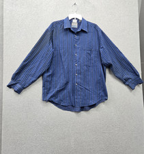 VINTAGE Levi's Men Button Up Shirt L Blue Striped Long Sleeve Casual Pocket
