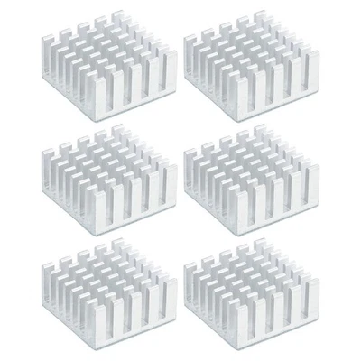 6x Kühlkörper 20x20x10mm Alu mit blauem Thermoaufkleber weiß - Bild 1 von 4