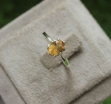 Oval Cut Citrine Ring Statement 925 Sterling Silver Ring Engagement Citrine Ring