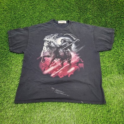 Vintage Y2K Skeleton Grim-Reaper Horse Shirt 2XL 26x29 Black